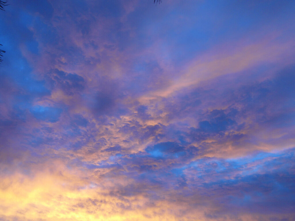 clouds in sky with golden sunset